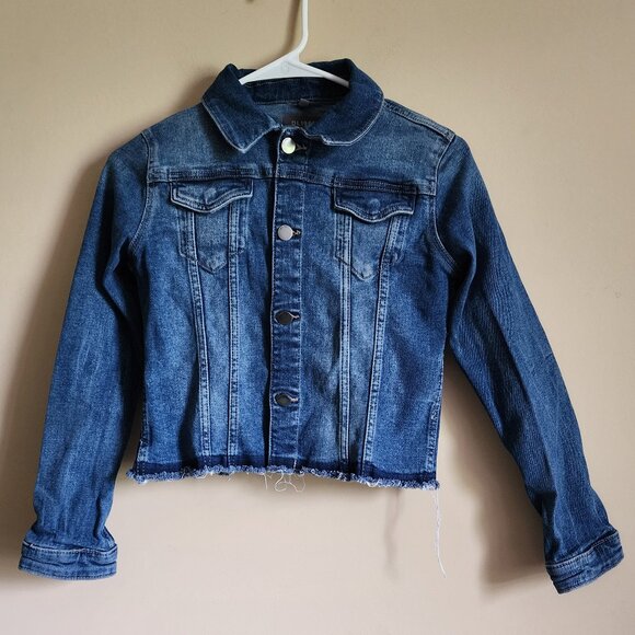 DL1961 Girls' Manning Denim Jacket Frayed Bottom Hem - Big Kid Size Medium - Picture 1 of 8